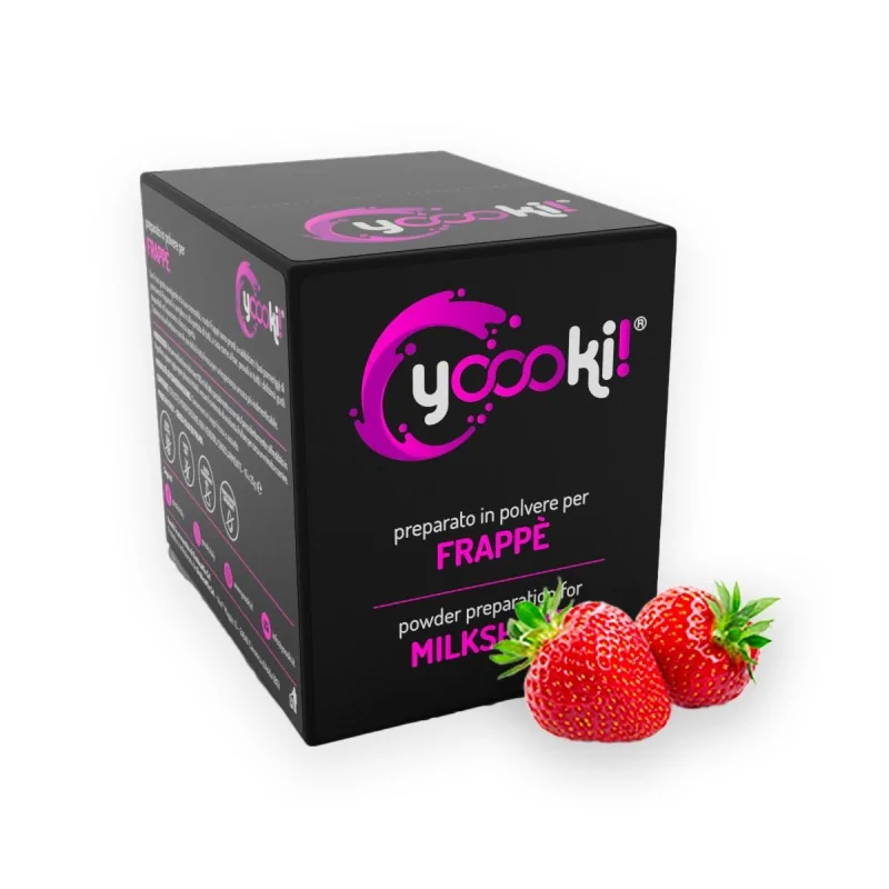 Preparato in polvere per frappè alla fragola da bar box Yoooki 15 bustine da 25 grammi