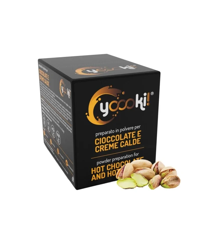 Preparato in polvere per cioccolata calda al pistacchio box Yoooki 15 bustine da 30 grammi