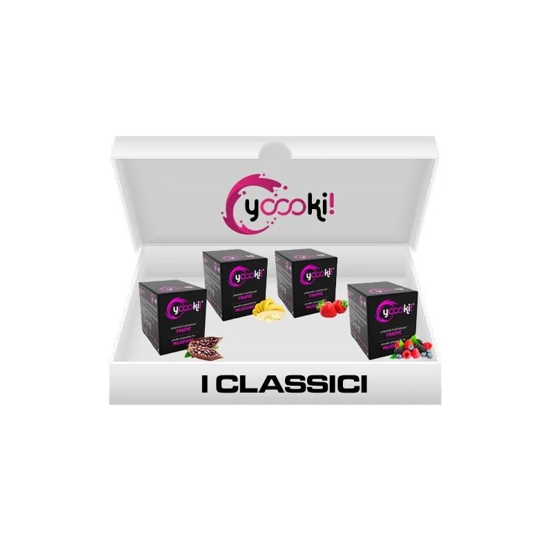 Box Yoooki Preparati per Frappè i Classici 4 gusti 15 bustine da 25 grammi per gusto