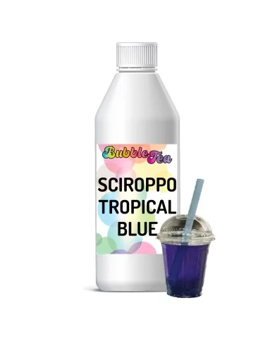 Sciroppo concentrato per Bubble Tea al gusto tropical blue in bottiglia 1000 grammi Yoooki