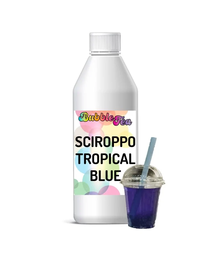 Sciroppo concentrato per Bubble Tea al gusto tropical blue in bottiglia 1000 grammi Yoooki