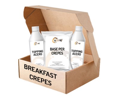 Pacchetto breakfast crepes 2 topping acero e base per crepes