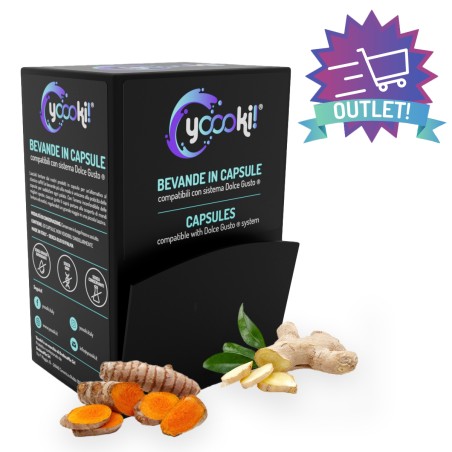 Preparato in polvere per bevanda con zenzero e curcuma 20 capsule da 12 grammi Yoooki