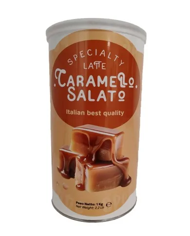 Preparato in polvere per bevanda al gusto caramello salato