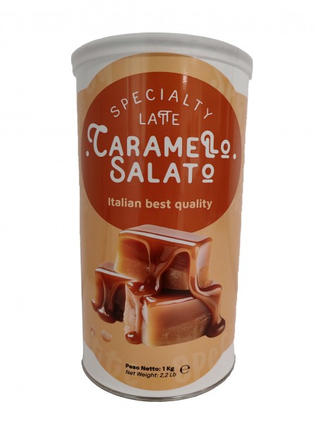 Preparato in polvere per bevanda al gusto caramello salato
